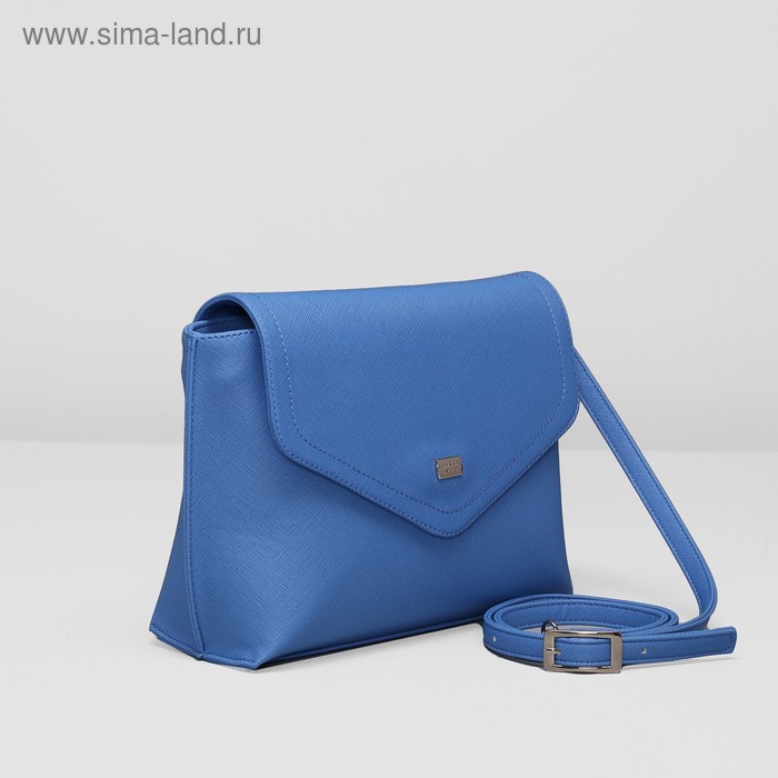Сумка женская, отдел на молнии, наружный карман, длинный ремень, цвет синий - Фото 1