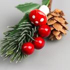 Декор для творчества «Веточка ели с шишкой и грибочком» 13 см - Фото 3