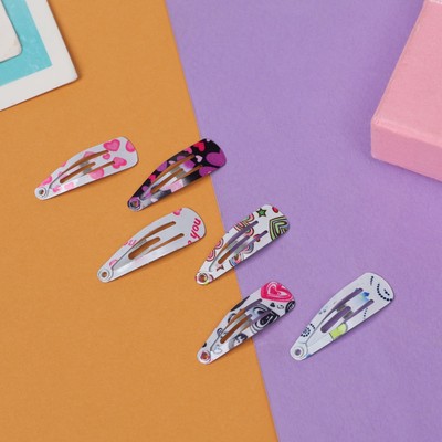 Заколки для волос «Малышка», набор 12 шт., сердечки, 3 см