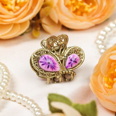 Краб для волос "Индия" темное золото 2,5 см крыло бабочки микс