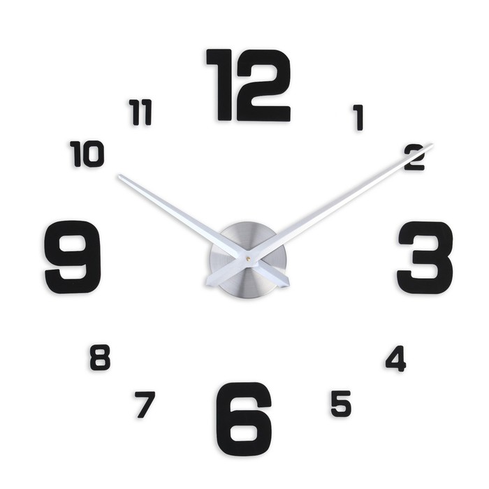 Часы-наклейка, серия: DIY, "Эндерлин", плавный ход, d-120 см, 1 АА, серебристо-черные