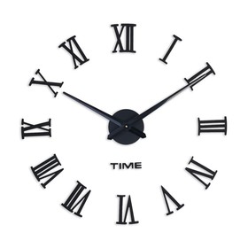 Часы-наклейка, серия: DIY, 'Лорье', плавный ход, d-120 см, 1 АА, черные