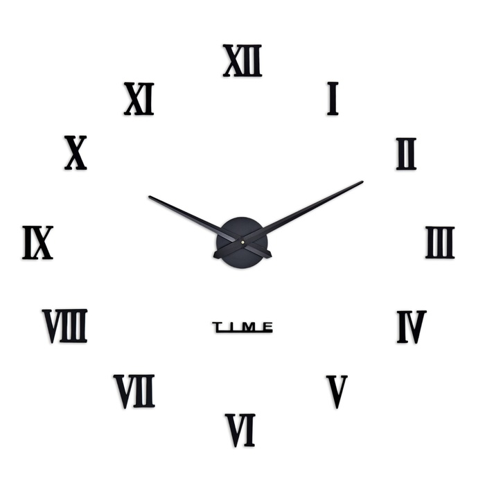 Часы настенные интерьерные большие, 3d «Лорье», плавный ход, наклейка, d=120 см, чёрные - Фото 1
