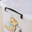 Контейнер для хранения «Мишка и котёнок», 35 л, 50,5×31,5×28 см, на колёсиках, цвет прозрачный - Фото 4