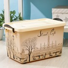 Контейнер для хранения с крышкой «Уличное кафе», 35 л, 50×31×28 см, на колёсиках, слоновая кость - Фото 2