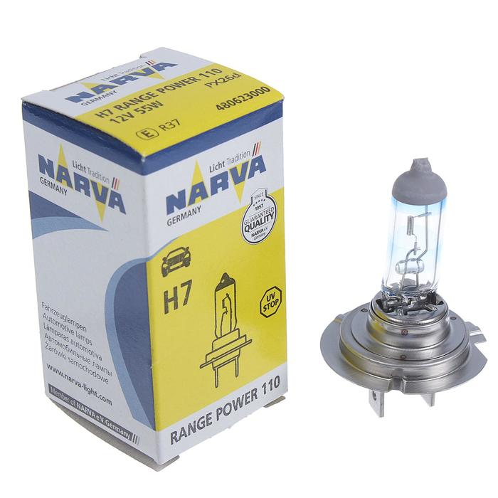 Лампа автомобильная Narva Range Power 110, H7, 12 В, 55 Вт, (PX26d) RPH +110 - Фото 1