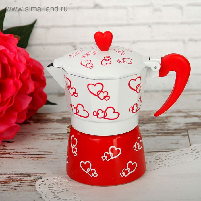 Кофеварка гейзерная «Сердца», на 3 чашки - Фото 1