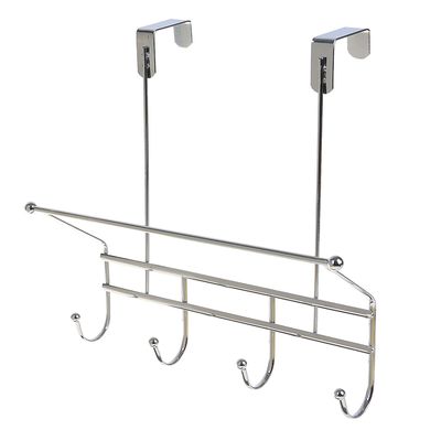 Вешалка на дверь на 4 крючка Доляна «Блеск», 33×13×29 см, цвет хром