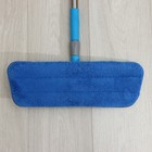 Швабра для мытья пола плоская Доляна, насадка из микрофибры 38×11 см, телескопическая стальная ручка 79-120 см, цвет голубой - фото 8328089