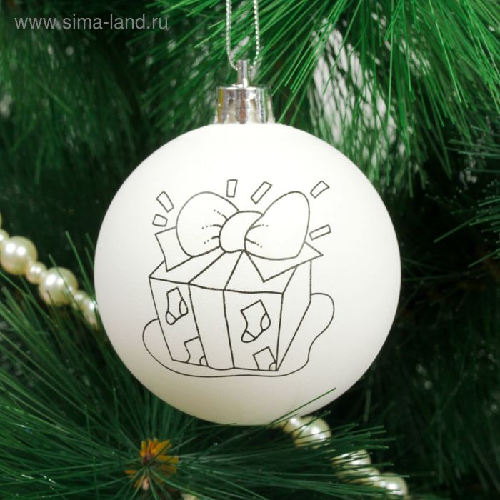 Новогоднее ёлочное украшение под роспись «Подарок» размер шара 6 см - Фото 1