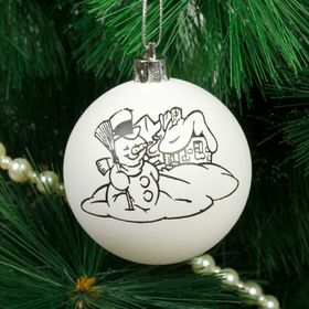 Новогоднее ёлочное украшение под роспись «Снеговик» размер шара 6 см Ош