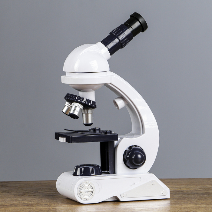 Микроскоп, кратность увеличения 450х, 200х, 80х, с подсветкой, белый - фото 1884788585