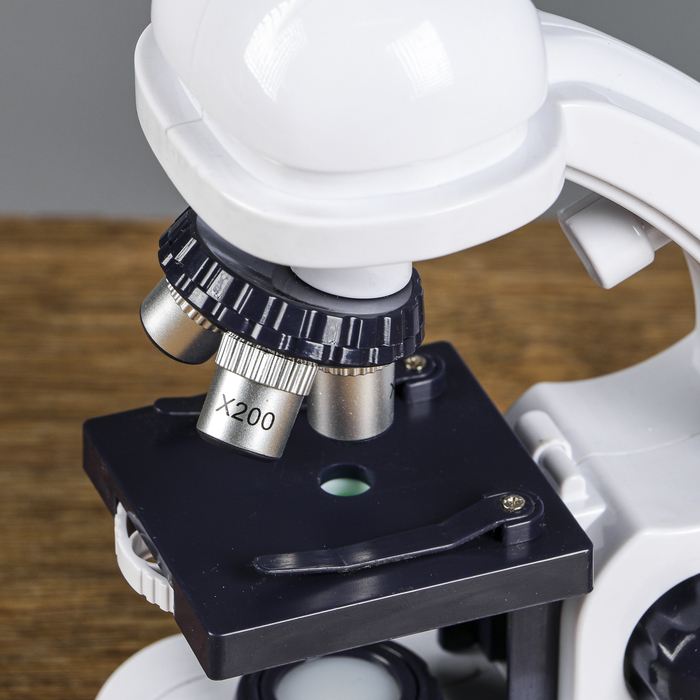 Микроскоп, кратность увеличения 450х, 200х, 80х, с подсветкой, белый - фото 1884788587