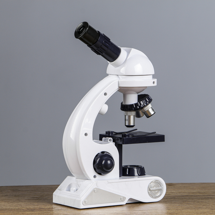 Микроскоп, кратность увеличения 450х, 200х, 80х, с подсветкой, белый - фото 1884788589