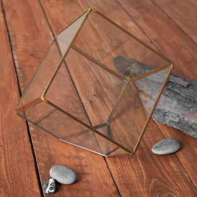 Флорариум каркас, 14.5×14.5 см, стекло, золото