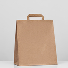Пакет крафт без печати, плоская ручка 28×15×32 см - Фото 1