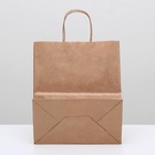Пакет крафт без печати, круглая ручка 24×14×28 см - Фото 3