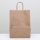 Пакет крафт без печати, круглая ручка 26×15×35 см - Фото 3