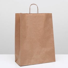 Пакет крафт без печати, круглая ручка 35?15?42 см (комплект 25 шт)