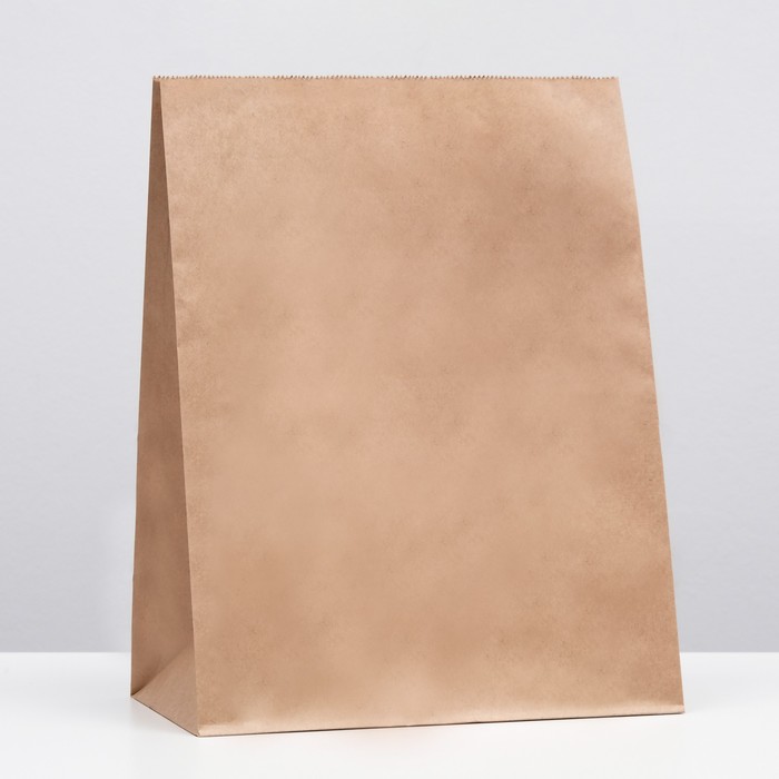 Пакет крафт бумажный фасовочный, прямоугольное дно 26×15×34 см - Фото 1