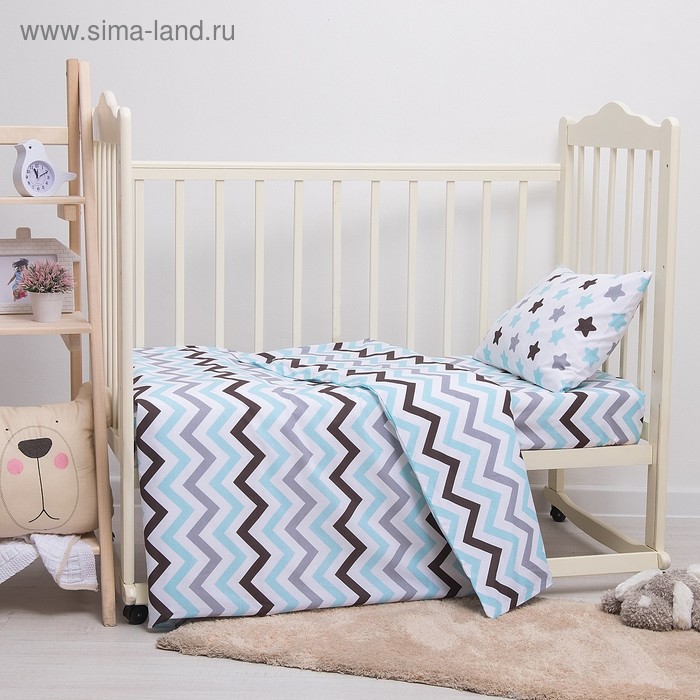 Детское постельное бельё (3 предмета), цвет бирюзовый/белый К41/РМ - Фото 1
