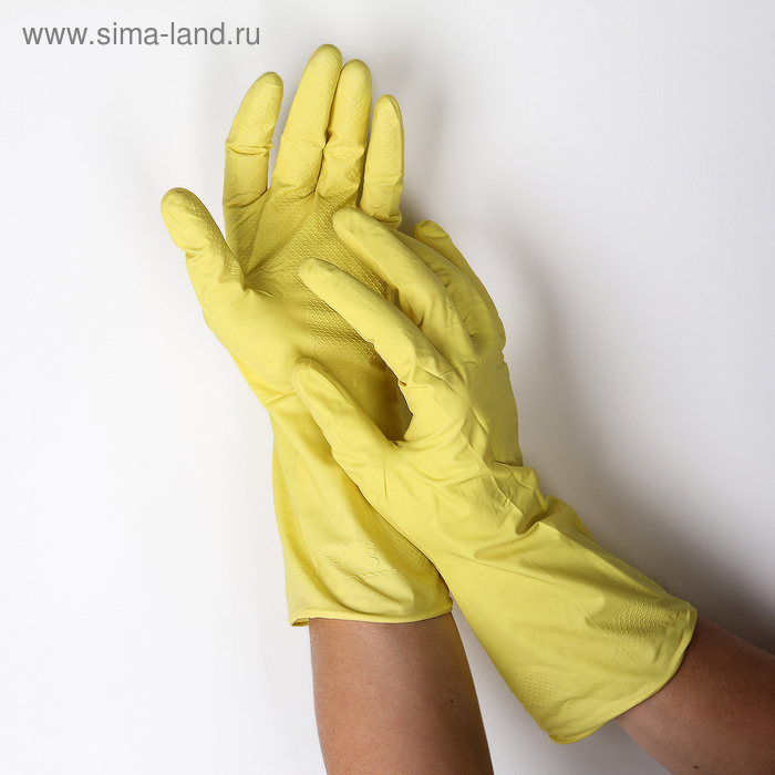 Перчатки резиновые с внутренним х/б напылением Komfi «Для деликатной уборки», размер M, 30 гр, цвет жёлтый - Фото 1