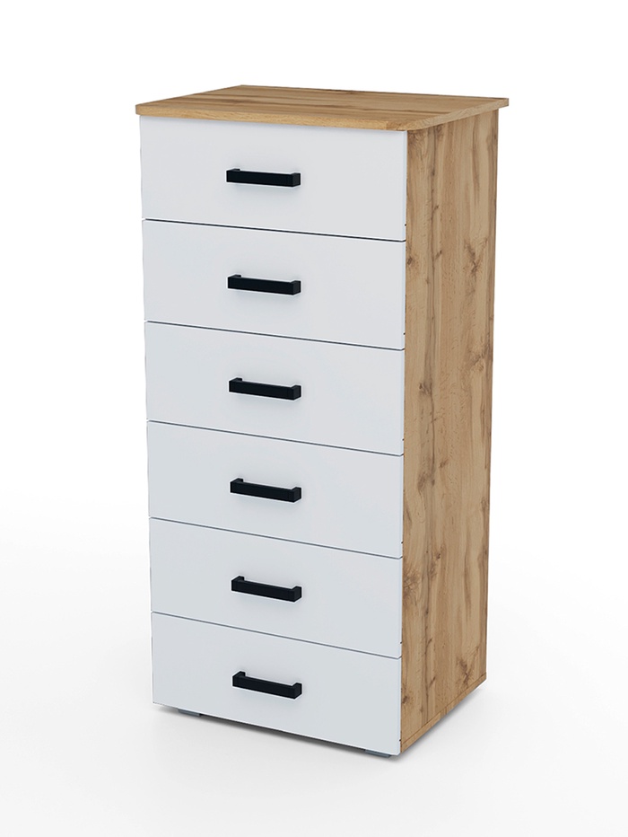 Комод напольный для хранения «Клик Мебель» №5, 600×450×1250 мм, цвет дуб вотан/белый - Фото 1