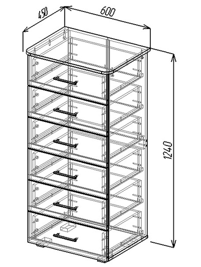 Комод напольный для хранения «Клик Мебель» №5, 600×450×1250 мм, цвет дуб вотан/белый