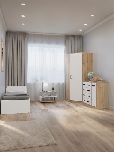 Комод напольный для хранения «Клик Мебель» №5, 600×450×1250 мм, цвет дуб вотан/белый