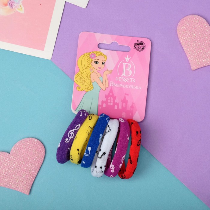 Резинки для волос «Спорт», набор 6 шт., скрипичный ключ - Фото 1