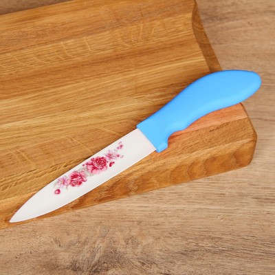 Нож кухонный керамический "Розы" лезвие 12,5 см, цвета МИКС