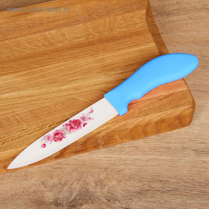 Нож кухонный керамический "Розы" лезвие 12,5 см, цвета МИКС - Фото 1