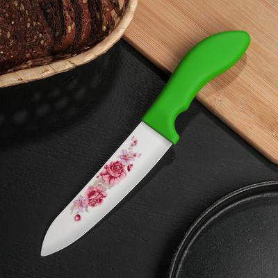 Нож кухонный керамический "Розы" лезвие 15 см, цвета МИКС