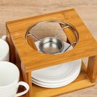 Набор керамический кофейный "Эстет", 9 предметов: чайник 800 мл, кружки 150 мл, на подставке с подогревом - Фото 4