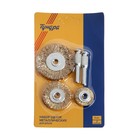 Набор щеток металлических для дрели ТУНДРА, плоские 25-38-50 мм, 3 шт. + 2 шпильки - Фото 4