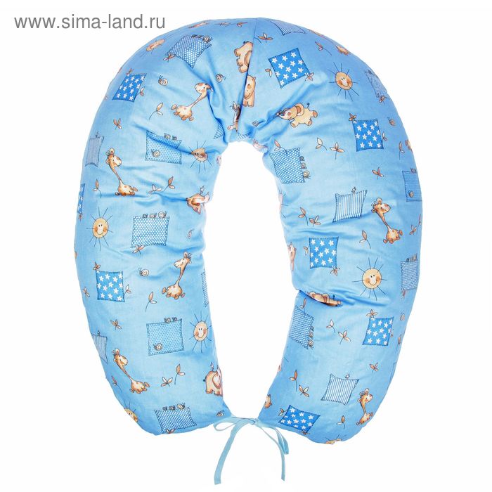 Подушка многофункциональная для беременных и кормящих женщин, цвет голубой «Жирафы» - Фото 1