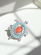 Брошь этника «Черепашка», цветная в серебре - Фото 6