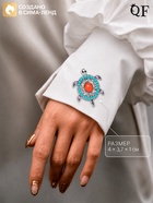 Брошь "Черепашка", этническая, разноцветная в серебре - фото 809689634