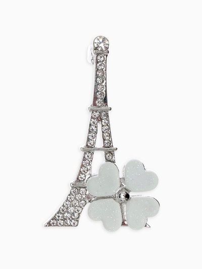 Брошь «Париж весной», цвет белый в серебре