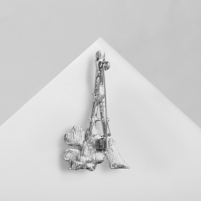 Брошь «Париж весной», цвет белый в серебре - фото 1875882464