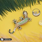 Брошь "Ящерица - хамелеон", цветная в серебре - Фото 1