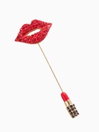 Булавка «Губы с помадой», 8 см, красно-чёрная в золоте - Фото 1