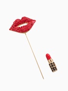 Булавка «Губы с помадой», 8 см, красно-чёрная в золоте - Фото 3