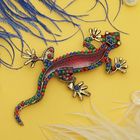 Брошь «Ящер тропический», цветная в черненом золоте - Фото 1