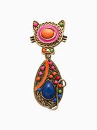 Брошь этника «Кошка радужная», цветная в чернёном золоте - Фото 1