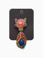 Брошь этника «Кошка радужная», цветная в чернёном золоте - Фото 5