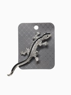 Брошь «Ящерка бриллиантовая», цвет чёрно-белый в серебре - Фото 4