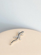 Брошь «Ящерка бриллиантовая», цвет чёрно-белый в серебре - Фото 5