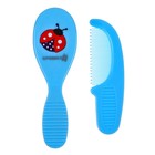 Расчёска детская + массажная щётка для волос, от 0 мес., цвет голубой, рисунок МИКС - Фото 3