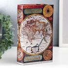 Шкатулка-книга дерево "Карта Колумба" кожзам 21х13х5 см - фото 3675163